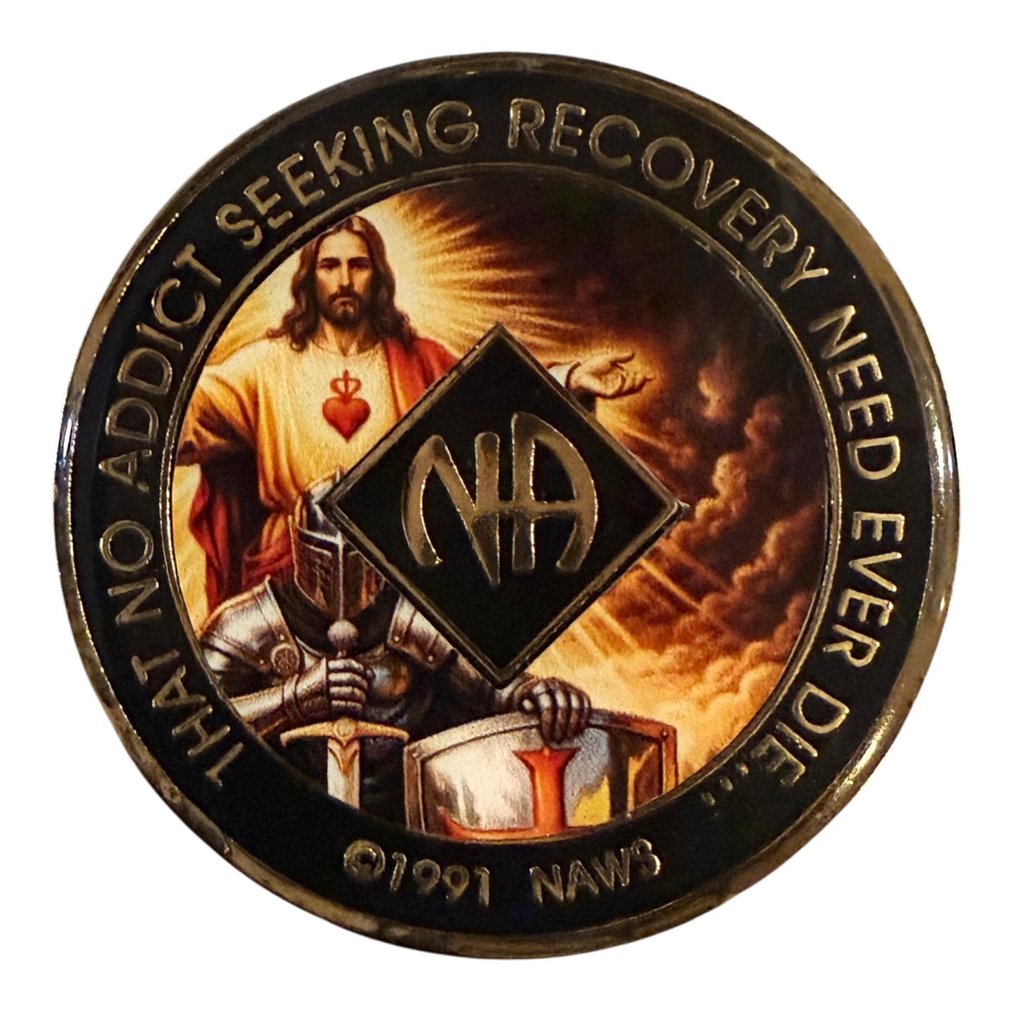 Sacred Warrior NA Medallion – Knight of Faith Sobriety Chip | Resin Finish