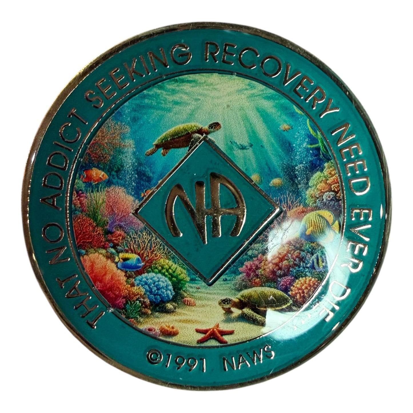 Ocean Turtle NA Recovery Medallion: Custom Clean Time Sobriety Token