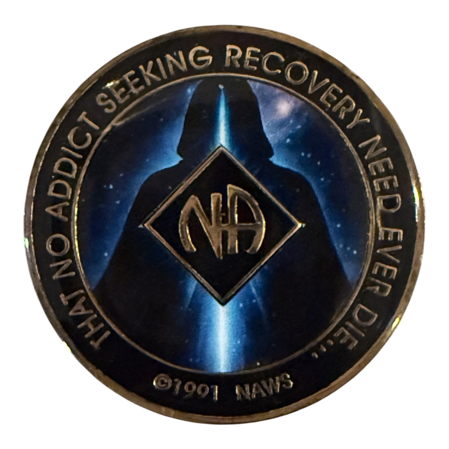 Cloaked Cosmic Light NA Recovery Medallion – Select Clean Time & Color – 34mm Narcotics Anonymous Coin