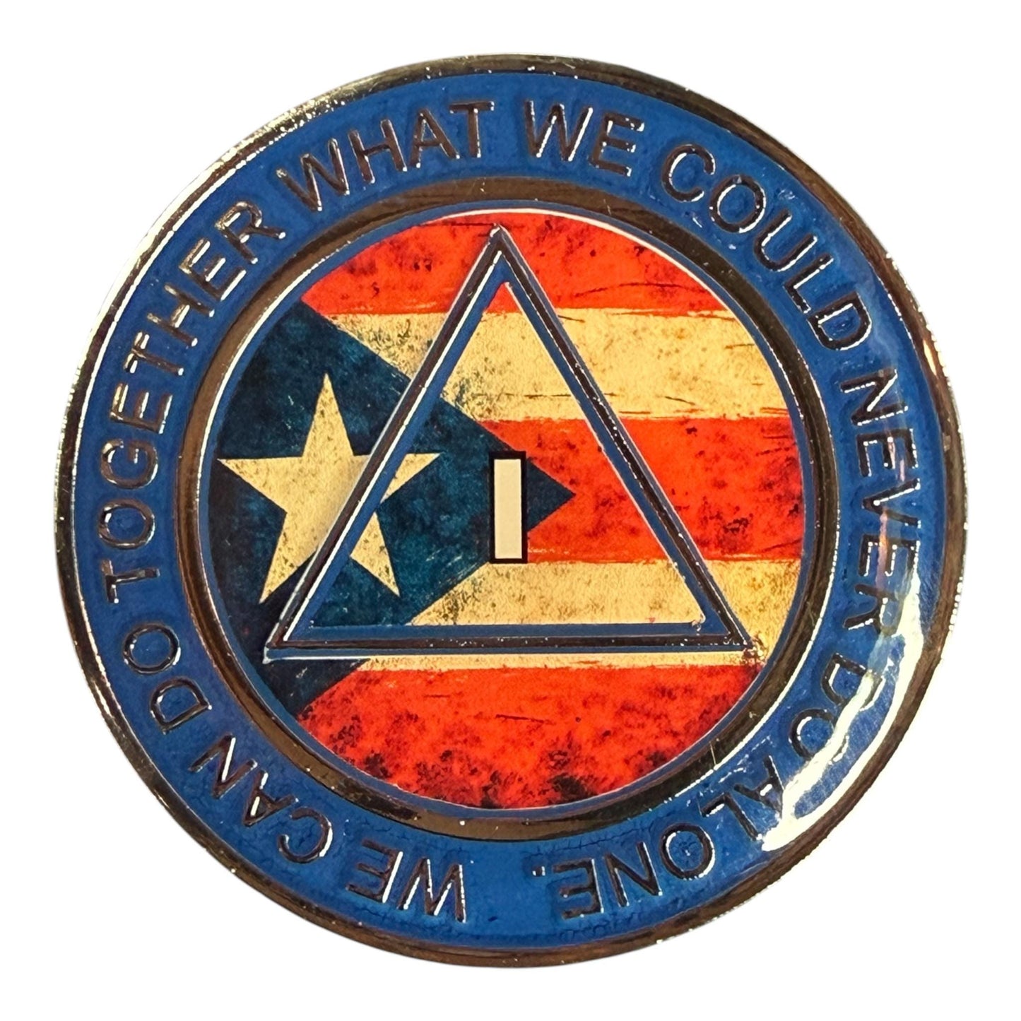 Puerto Rico AA Medallion – Clean Time Sobriety Chip – Alcoholics Anonymous Recovery Token