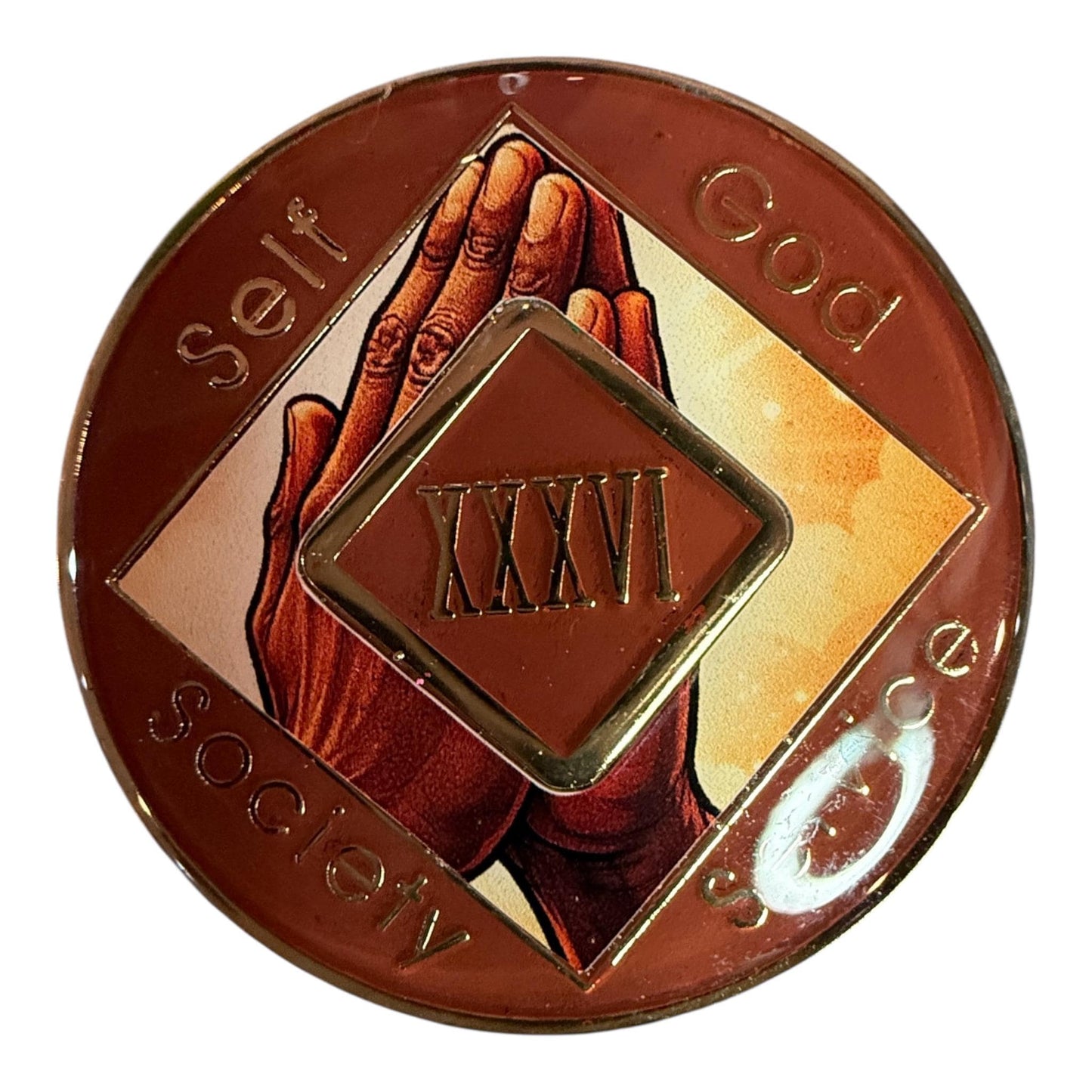 NA Recovery Medallion Praying Hands Sobriety Chip | Faith & Surrender NA Milestone Coin