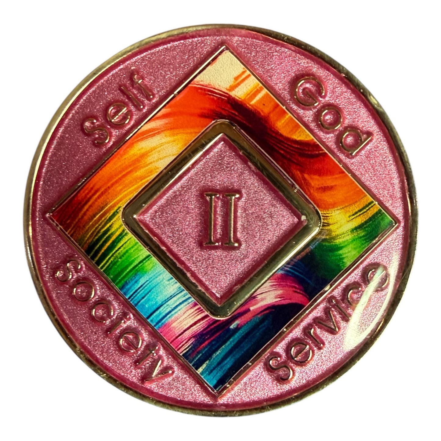 Rainbow Brushstroke NA Recovery Medallion: Custom Clean Time Chip