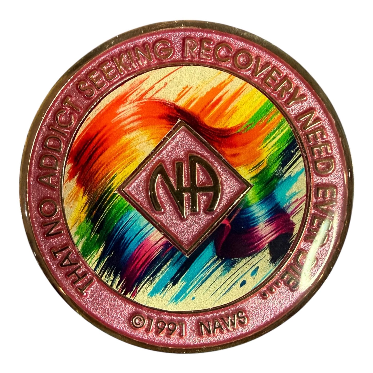 Rainbow Brushstroke NA Recovery Medallion: Custom Clean Time Chip