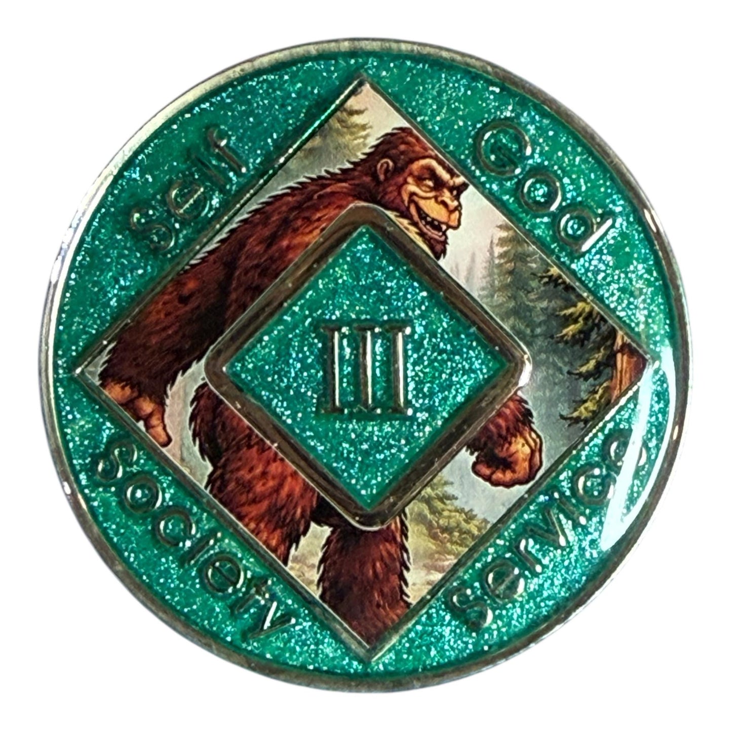 Bigfoot NA Recovery Medallion 34mm – Narcotics Anonymous Sobriety Chip – Custom Color Clean Time Coin
