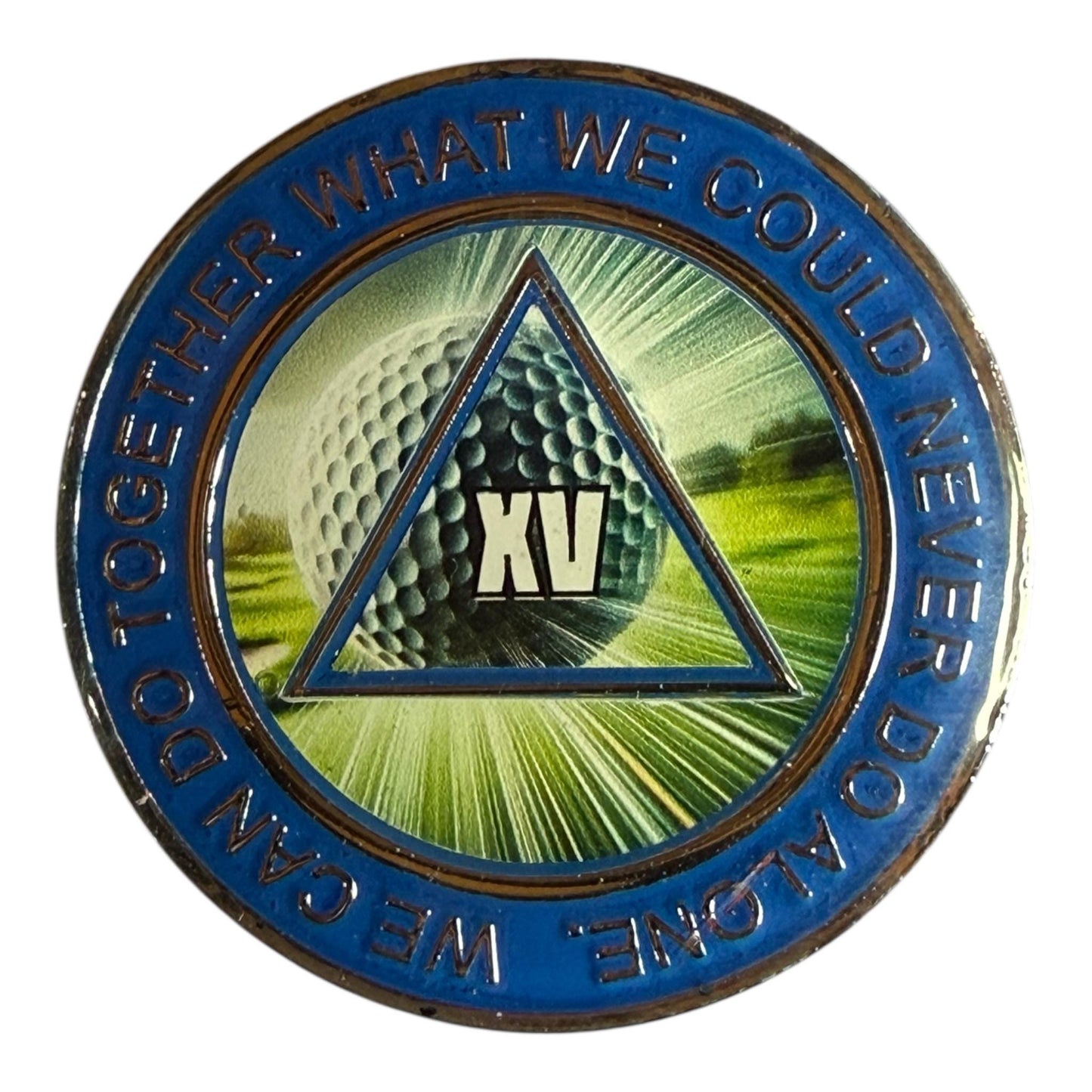 AA Medallion – Golf Ball in Flight Design – Personalized Year & Paint Color – Recovery Chip