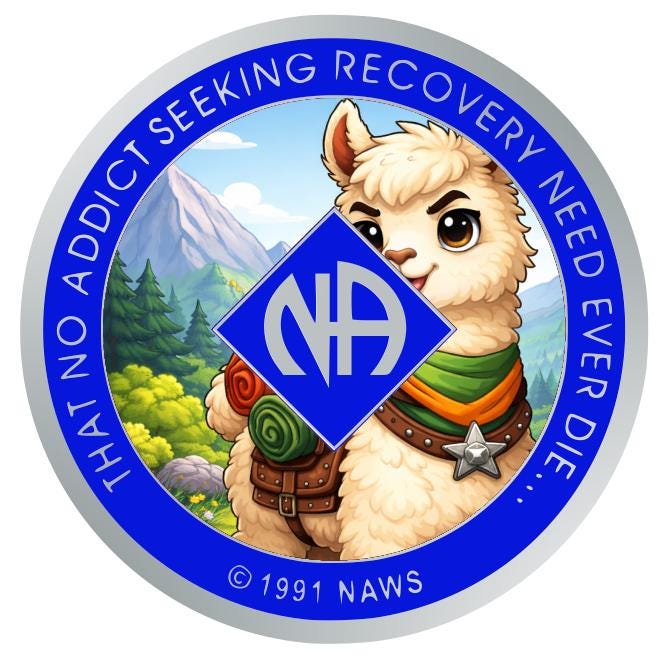Llama NA Recovery Medallion 34mm – Narcotics Anonymous Sobriety Coin – Custom Color Clean Time Chip