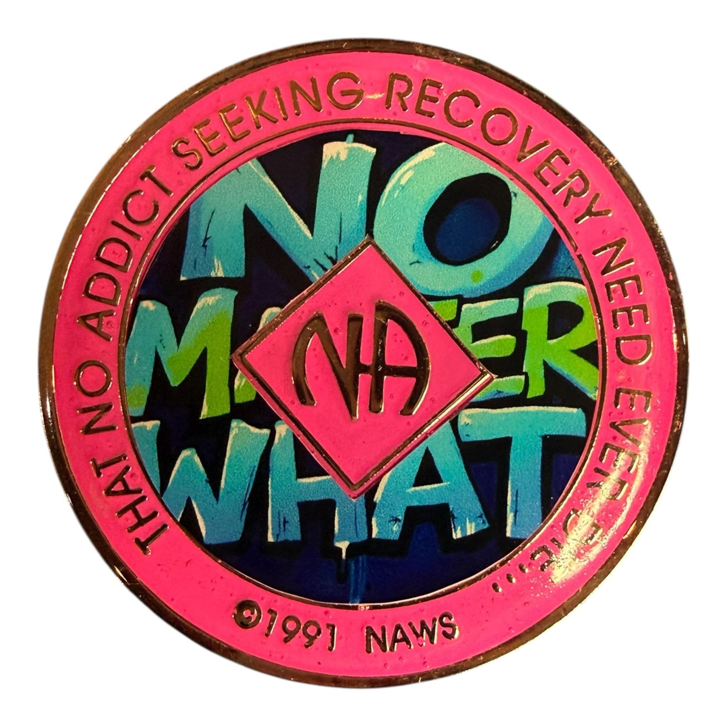 No Matter What NA Medallion: Bronze Narcotics Anonymous Recovery Chip