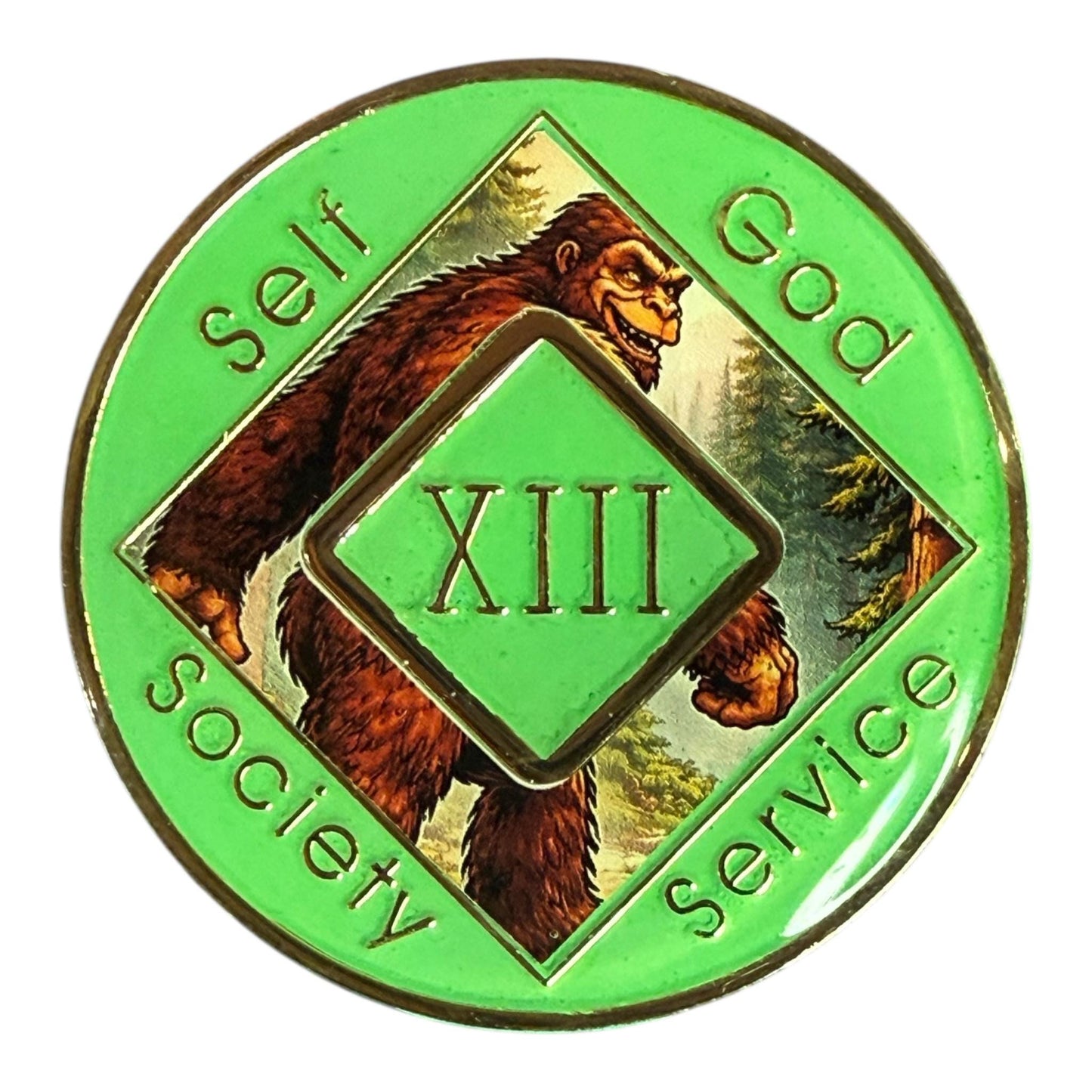 Bigfoot NA Recovery Medallion 34mm – Narcotics Anonymous Sobriety Chip – Custom Color Clean Time Coin