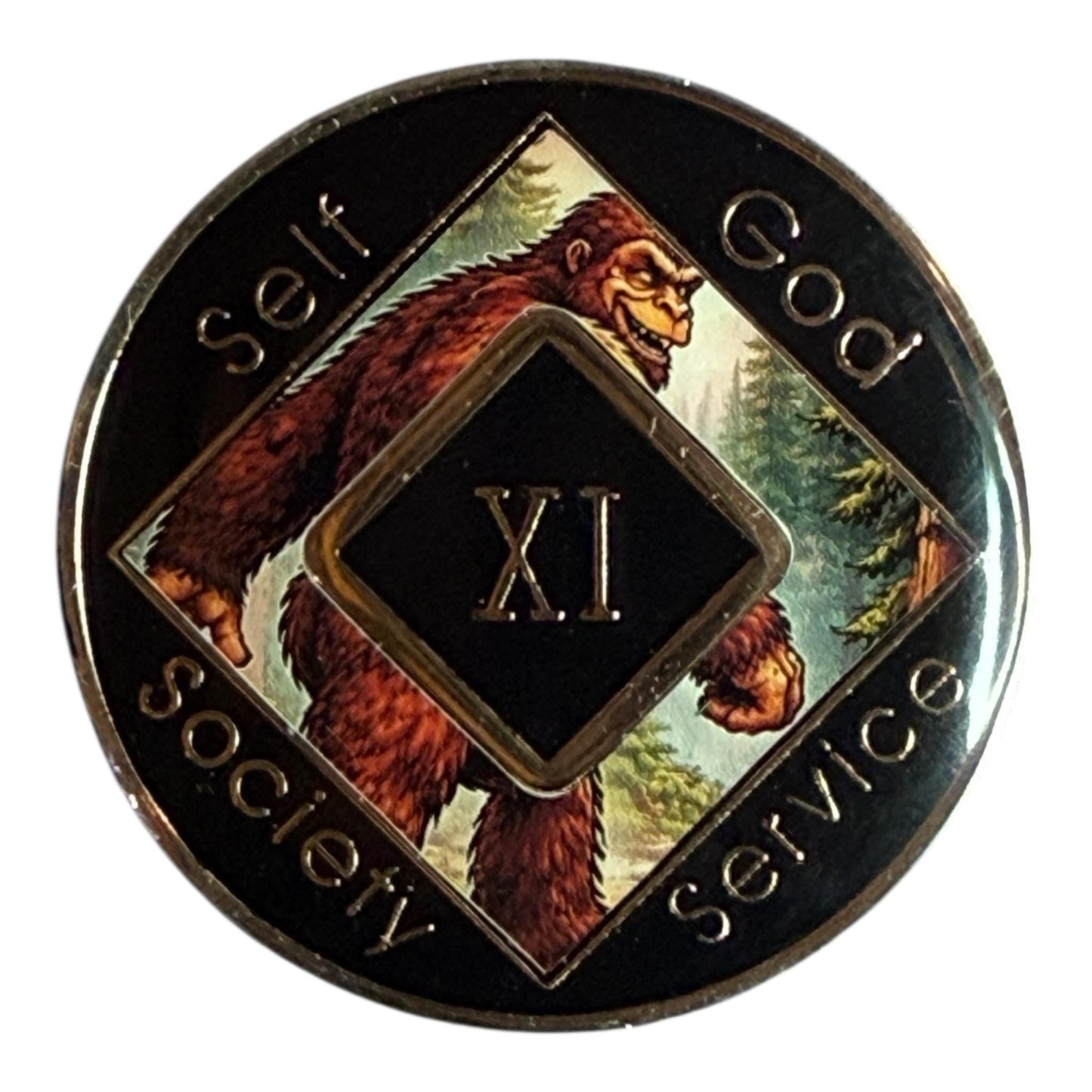 Bigfoot NA Recovery Medallion 34mm – Narcotics Anonymous Sobriety Chip – Custom Color Clean Time Coin