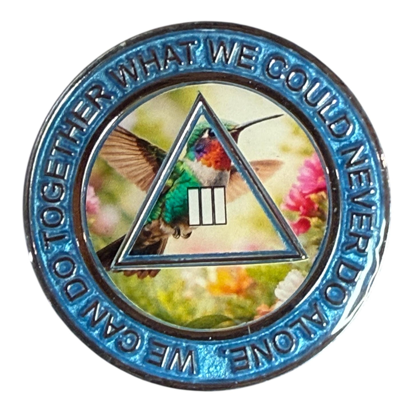 Hummingbird AA Recovery Medallion – Freedom & Renewal Sobriety Chip with Serenity Prayer