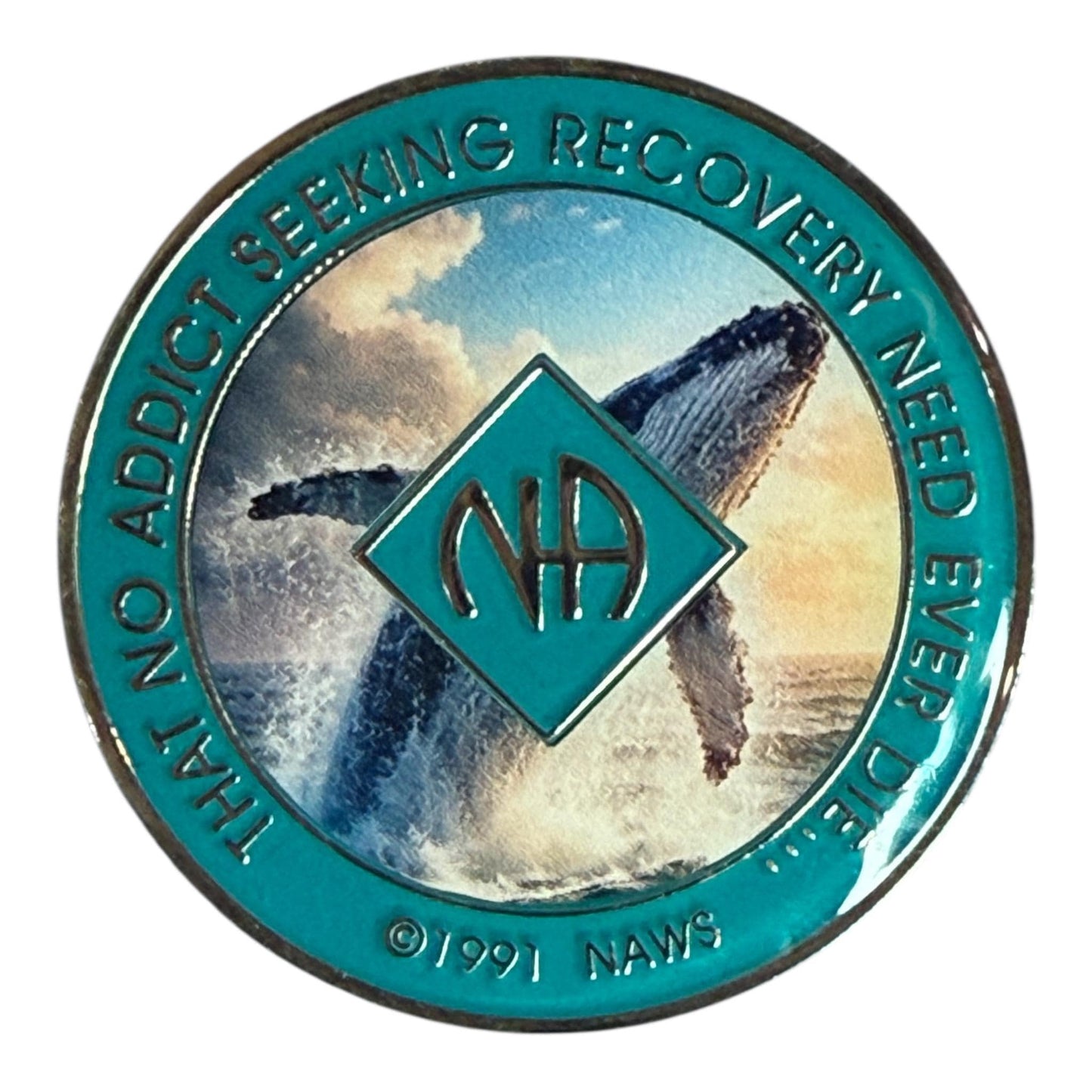 Whale-Themed NA Medallion | Ocean Strength Recovery Chip | Handcrafted NA Coin for Milestones