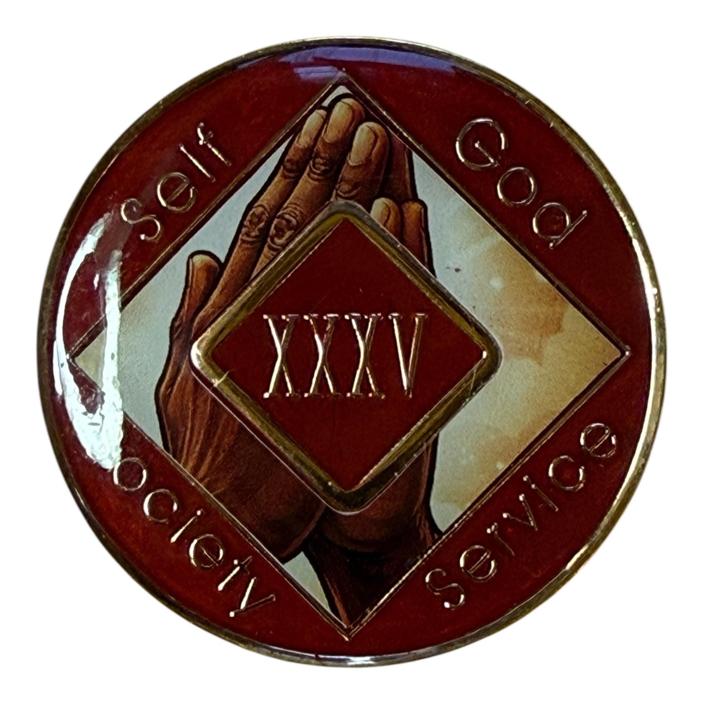 NA Recovery Medallion Praying Hands Sobriety Chip | Faith & Surrender NA Milestone Coin