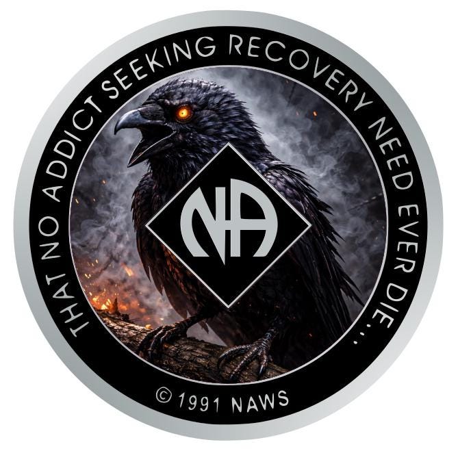 Dark Raven NA Recovery Medallion 34mm – Custom Color Sobriety Chip