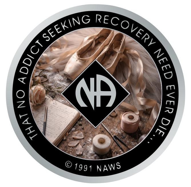Ballet Slippers NA Recovery Medallion – Narcotics Anonymous Sobriety Chip (34mm)
