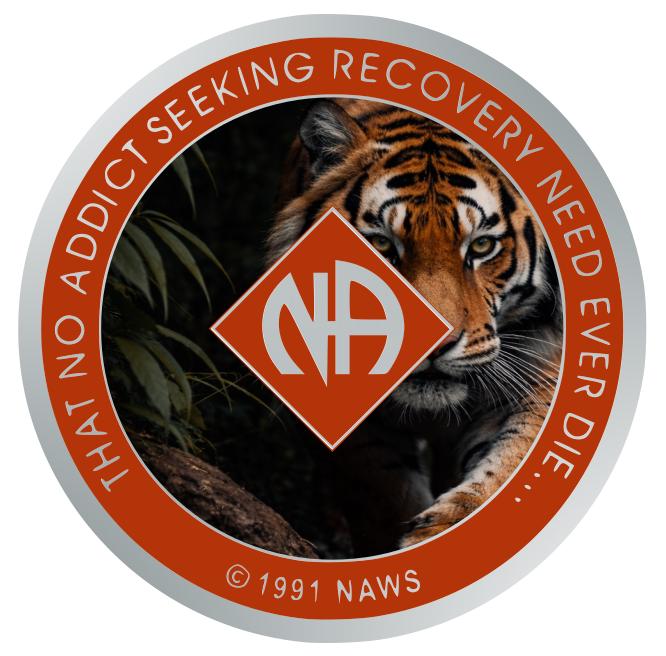 Tiger NA Recovery Medallion 34mm, Narcotics Anonymous Sobriety Chip, Handcrafted NA Milestone Coin, Sobriety Token
