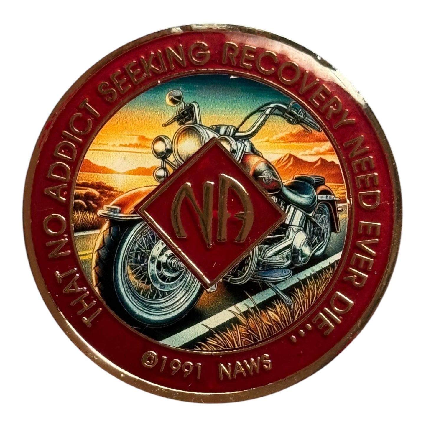 NA Medallion | Motorcycle Recovery Token | Bronze Sobriety Coin