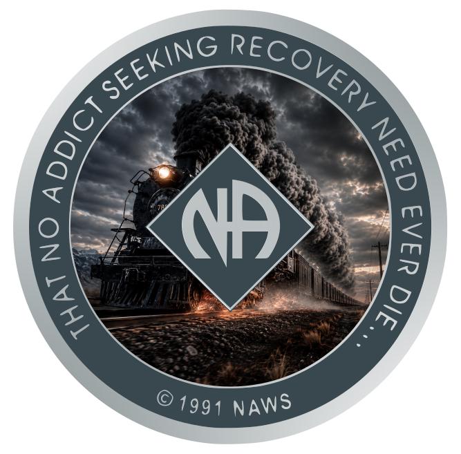 Steam Train NA Recovery Medallion, Narcotics Anonymous Sobriety Chip, Custom Color Clean Time Token