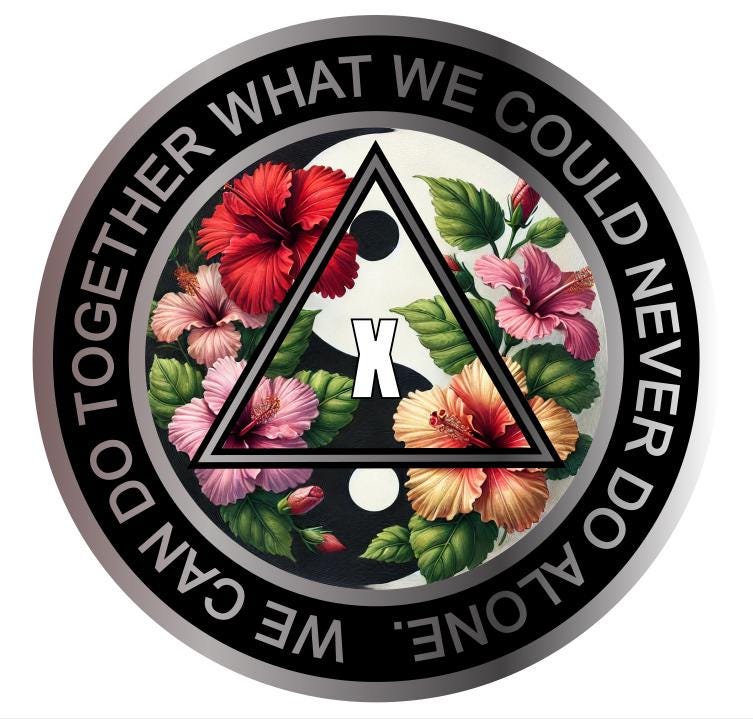 Floral Yin Yang AA Recovery Medallion 38mm – Alcoholics Anonymous Sobriety Chip – Custom Color Clean Time Coin