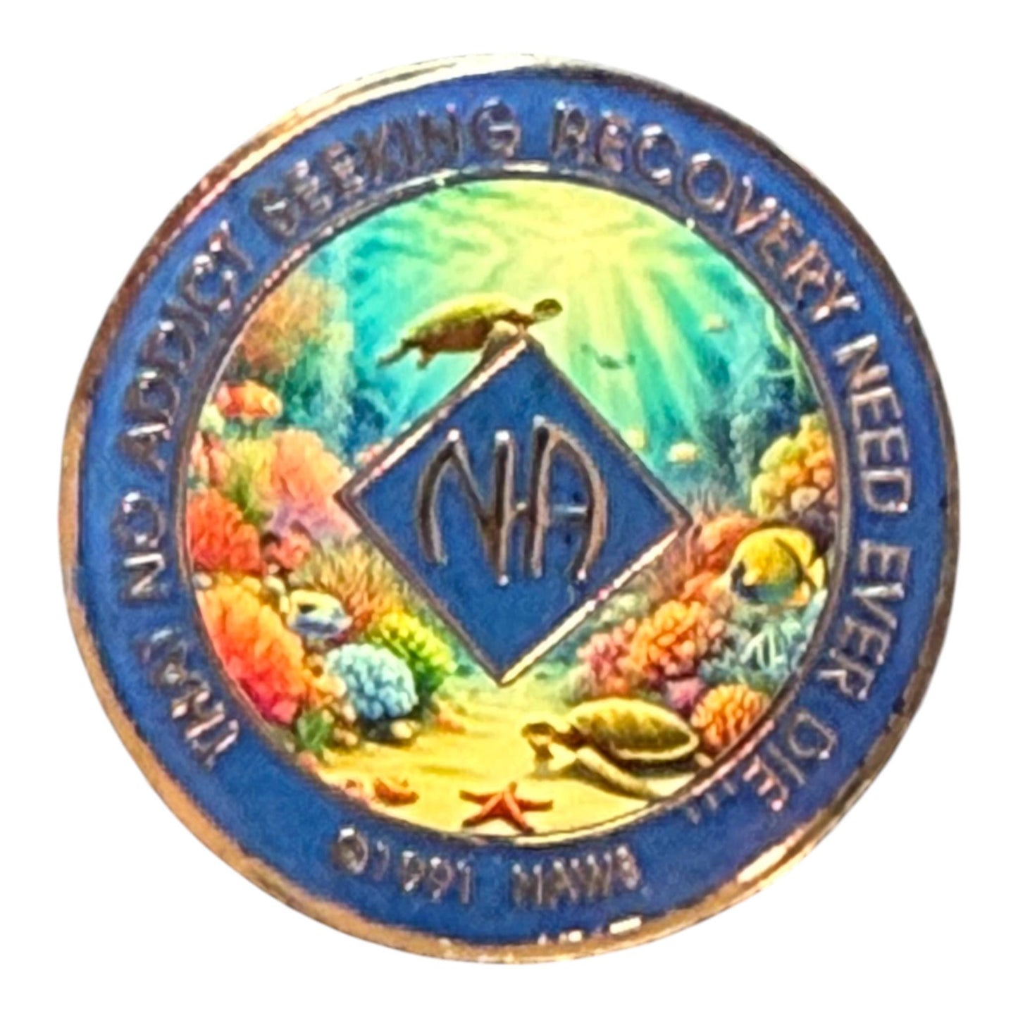 Ocean Turtle NA Recovery Medallion: Custom Clean Time Sobriety Token