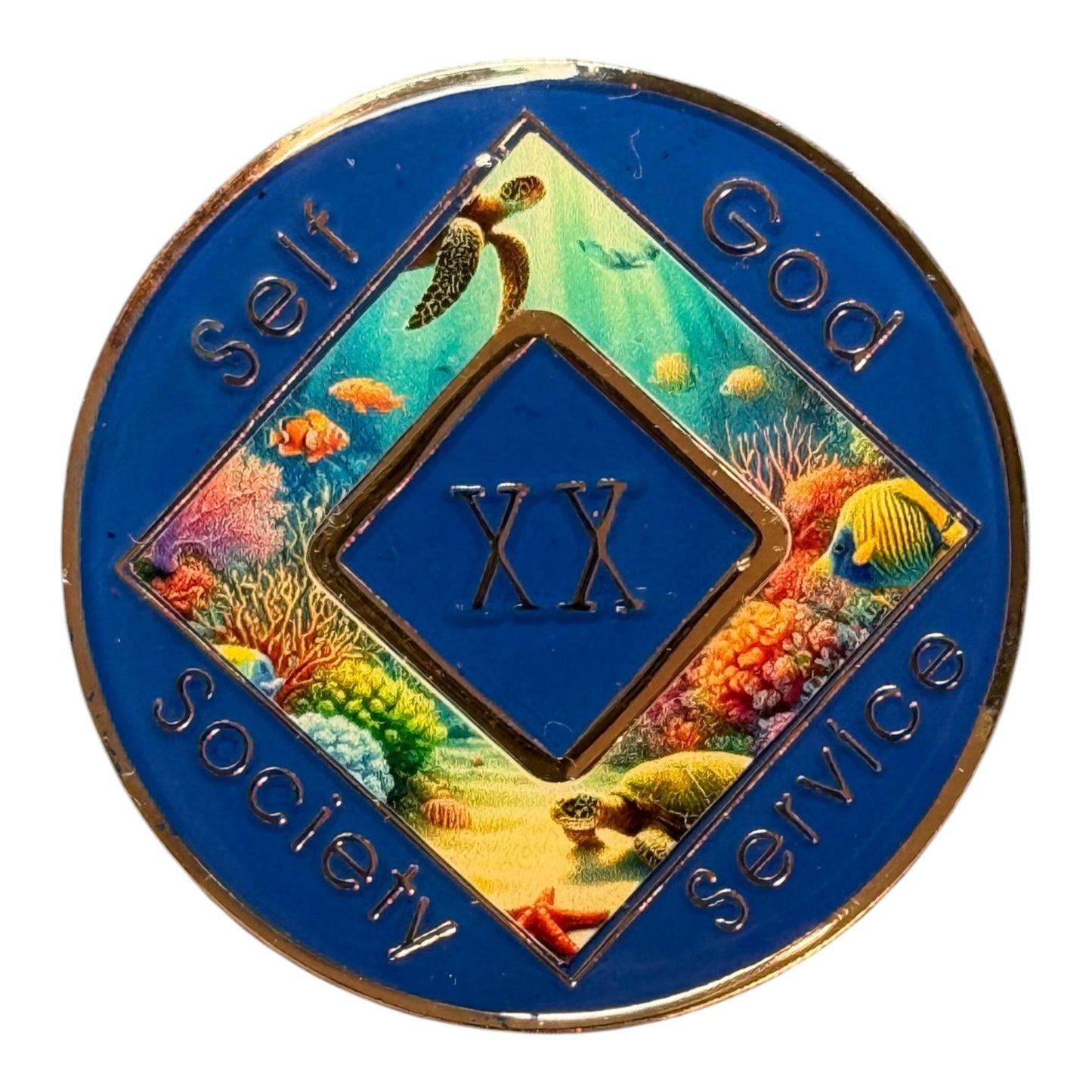 Ocean Turtle NA Recovery Medallion: Custom Clean Time Sobriety Token