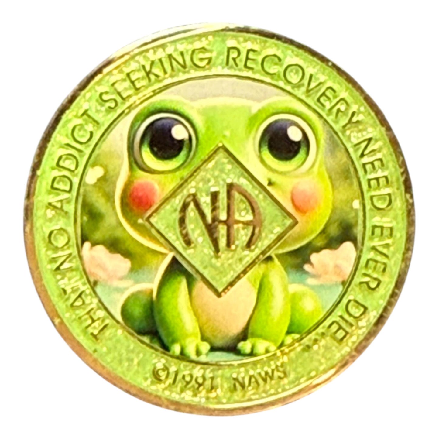 3D Frog NA Medallion: Narcotics Anonymous Sobriety Coin | Bronze Recovery Token