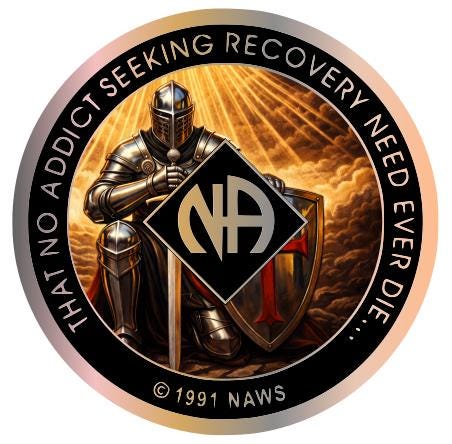 Knight & Shield NA Recovery Medallion 34mm – Narcotics Anonymous Sobriety Chip