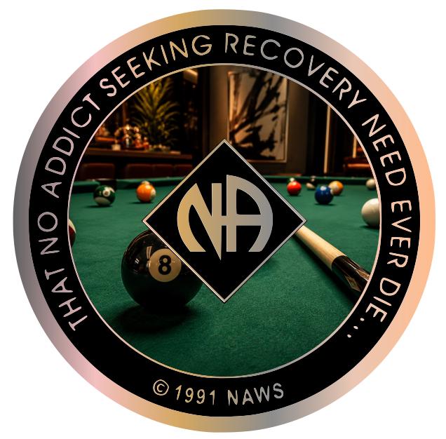 Billiards & Recovery NA Medallion 34mm – Pool Player Sobriety Chip – Custom Color Narcotics Anonymous Coin