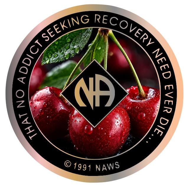 Cherry NA Recovery Medallion 34mm – Narcotics Anonymous Sobriety Chip – Custom Color Clean Time Coin
