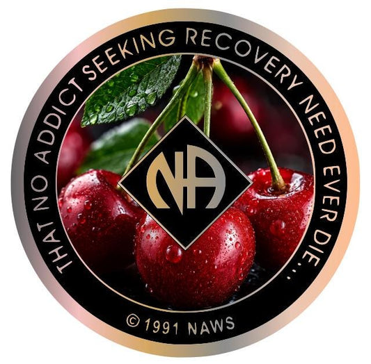 Cherry NA Recovery Medallion 34mm – Narcotics Anonymous Sobriety Chip – Custom Color Clean Time Coin