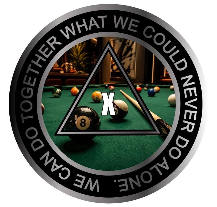 Billiards Recovery AA Medallion 38mm – Pool Player Sobriety Coin – Custom Alcoholics Anonymous Anniversary Chip