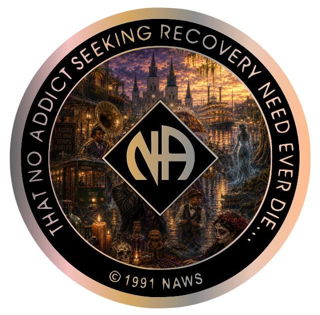 New Orleans Recovery NA Medallion 34mm – NOLA-Inspired Clean Time Coin – Custom Narcotics Anonymous Medallion