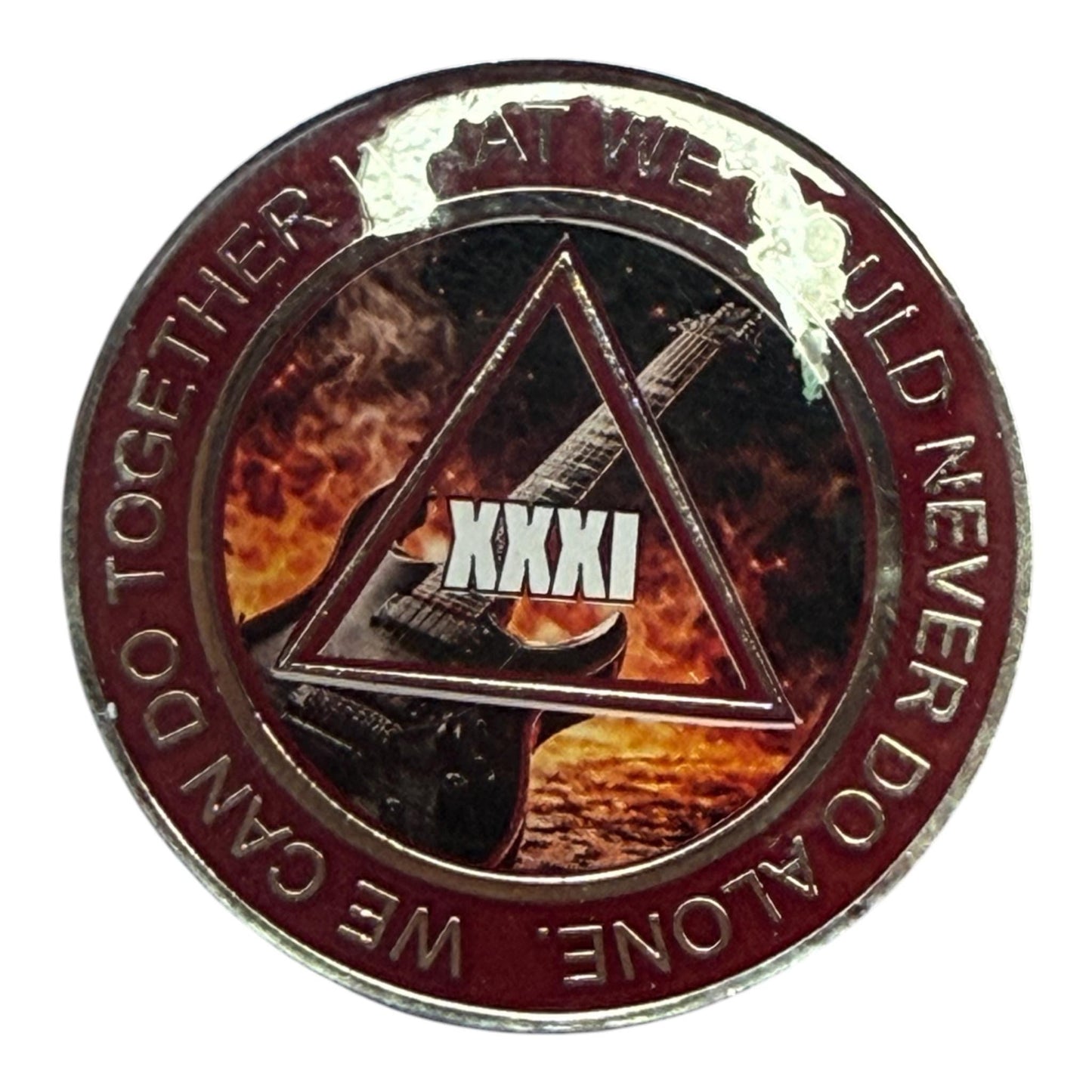 Electric Guitar AA Recovery Medallion – Sobriety Chip | Clean Time Token | Sober Milestone Coin