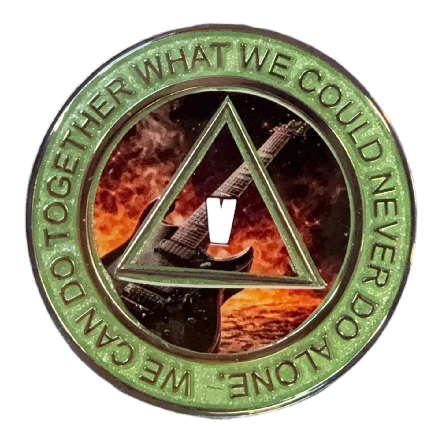 Electric Guitar AA Recovery Medallion – Sobriety Chip | Clean Time Token | Sober Milestone Coin