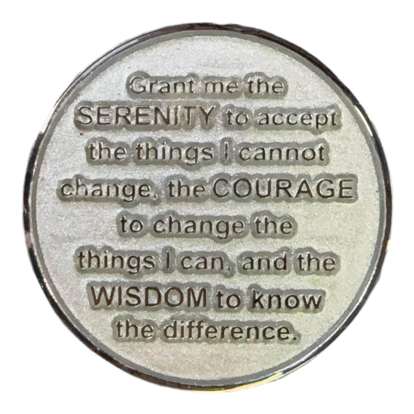 Christian Cross AA Sobriety Medallion – Faith-Based Recovery Chip with Serenity Prayer - Resin Finish