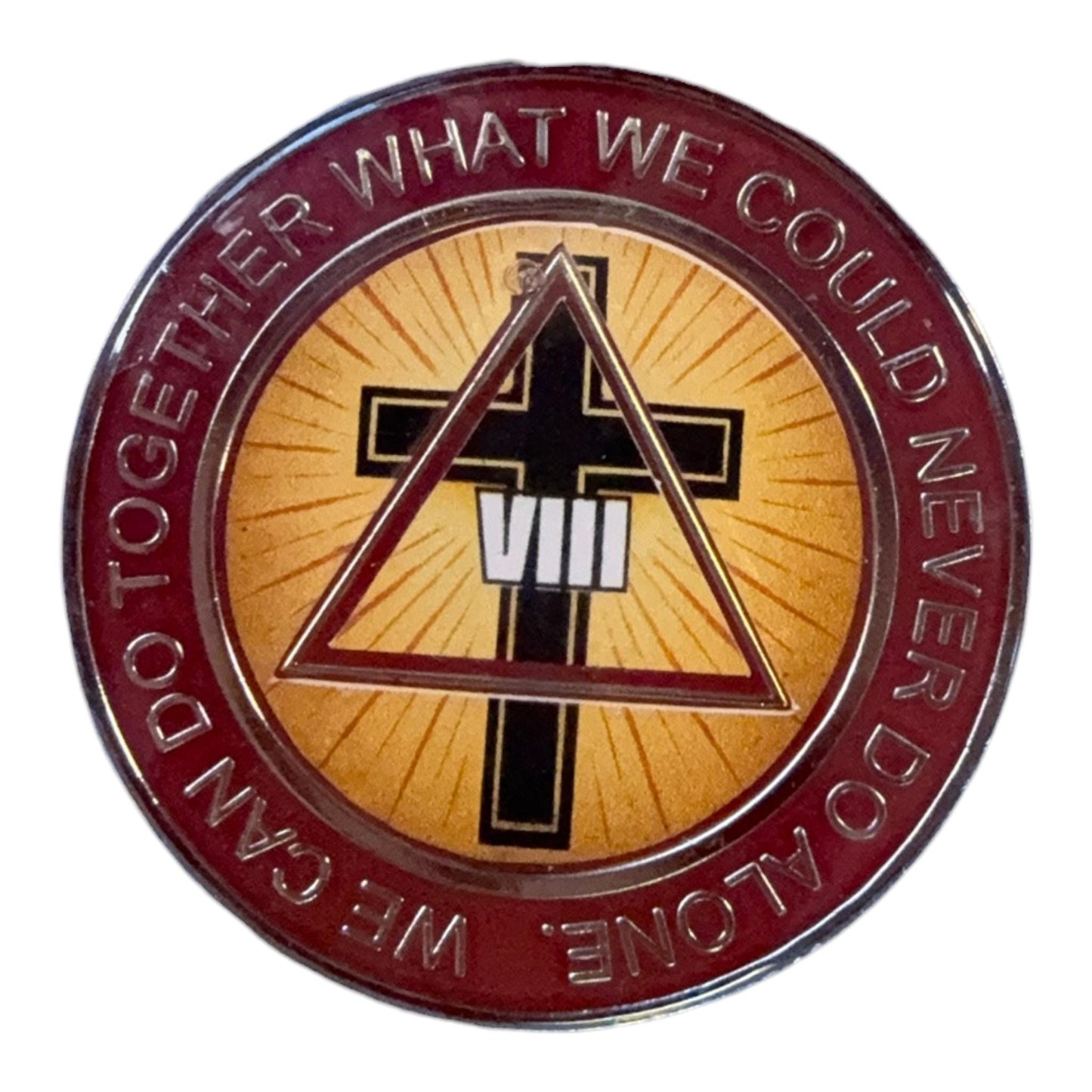 Christian Cross AA Sobriety Medallion – Faith-Based Recovery Chip with Serenity Prayer - Resin Finish