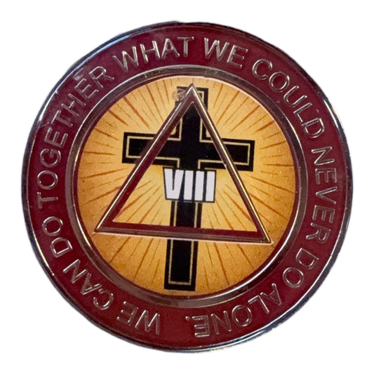 Christian Cross AA Sobriety Medallion – Faith-Based Recovery Chip with Serenity Prayer - Resin Finish