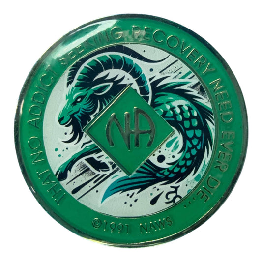 Capricorn Zodiac NA Medallion – Personalized Year Clean Time Chip