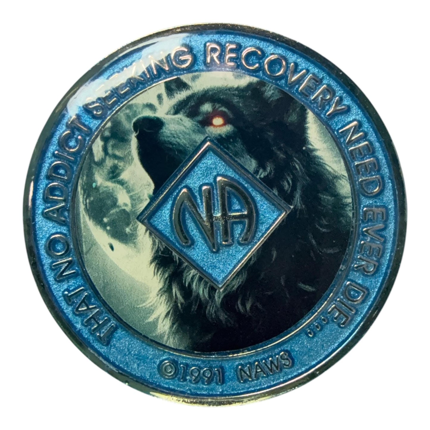 12-Step NA Medallion - Bronze Sobriety Chip - Howling Wolf Token