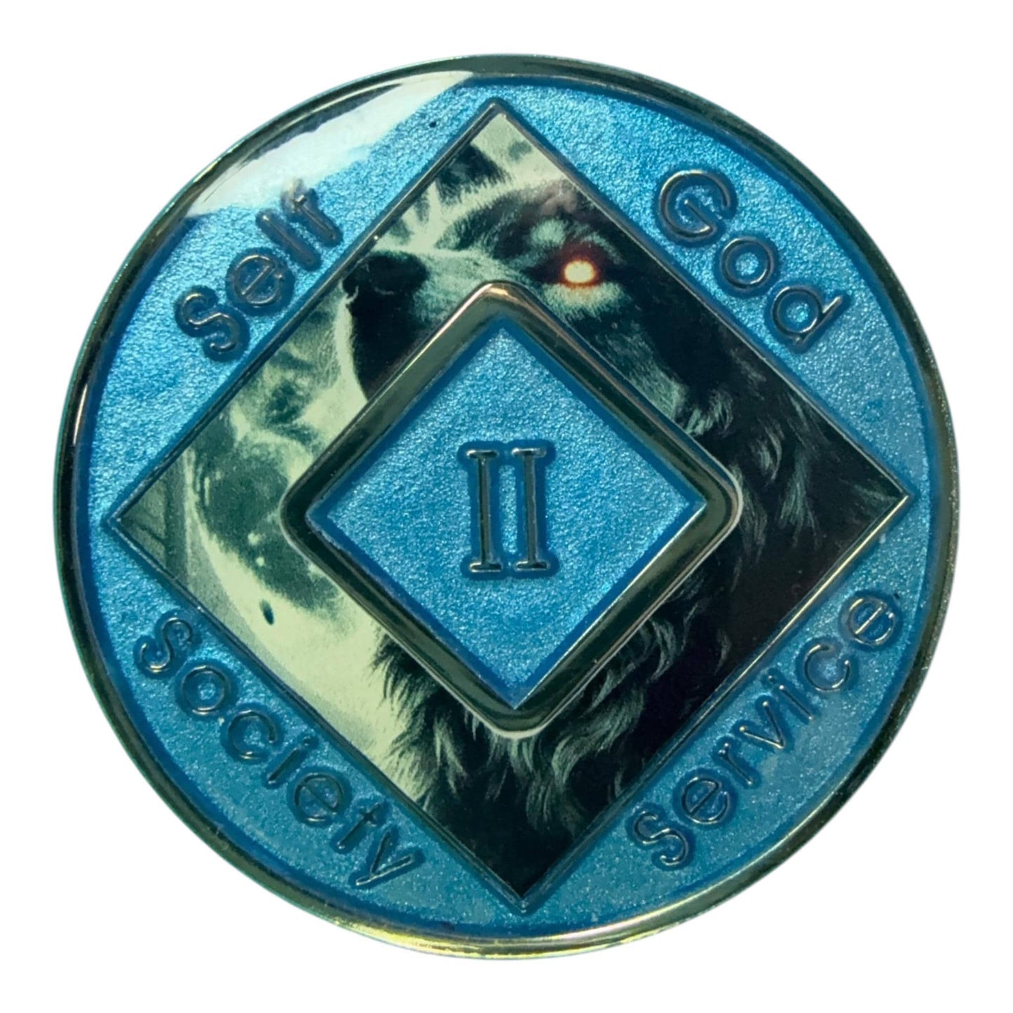 12-Step NA Medallion - Bronze Sobriety Chip - Howling Wolf Token