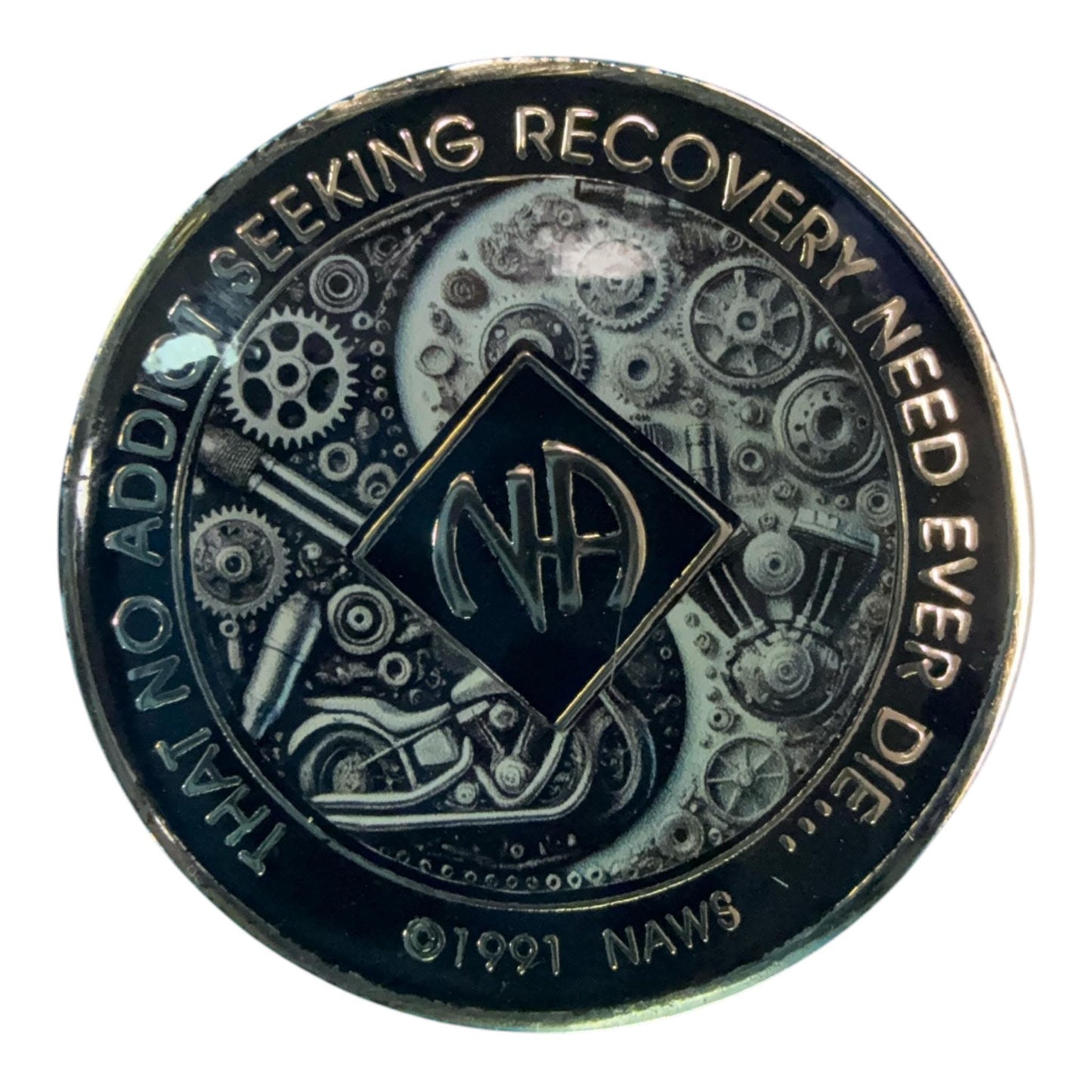 Custom 12-Step Medallion | Personalized Clean Time Token| Ying Yang  Gear Design