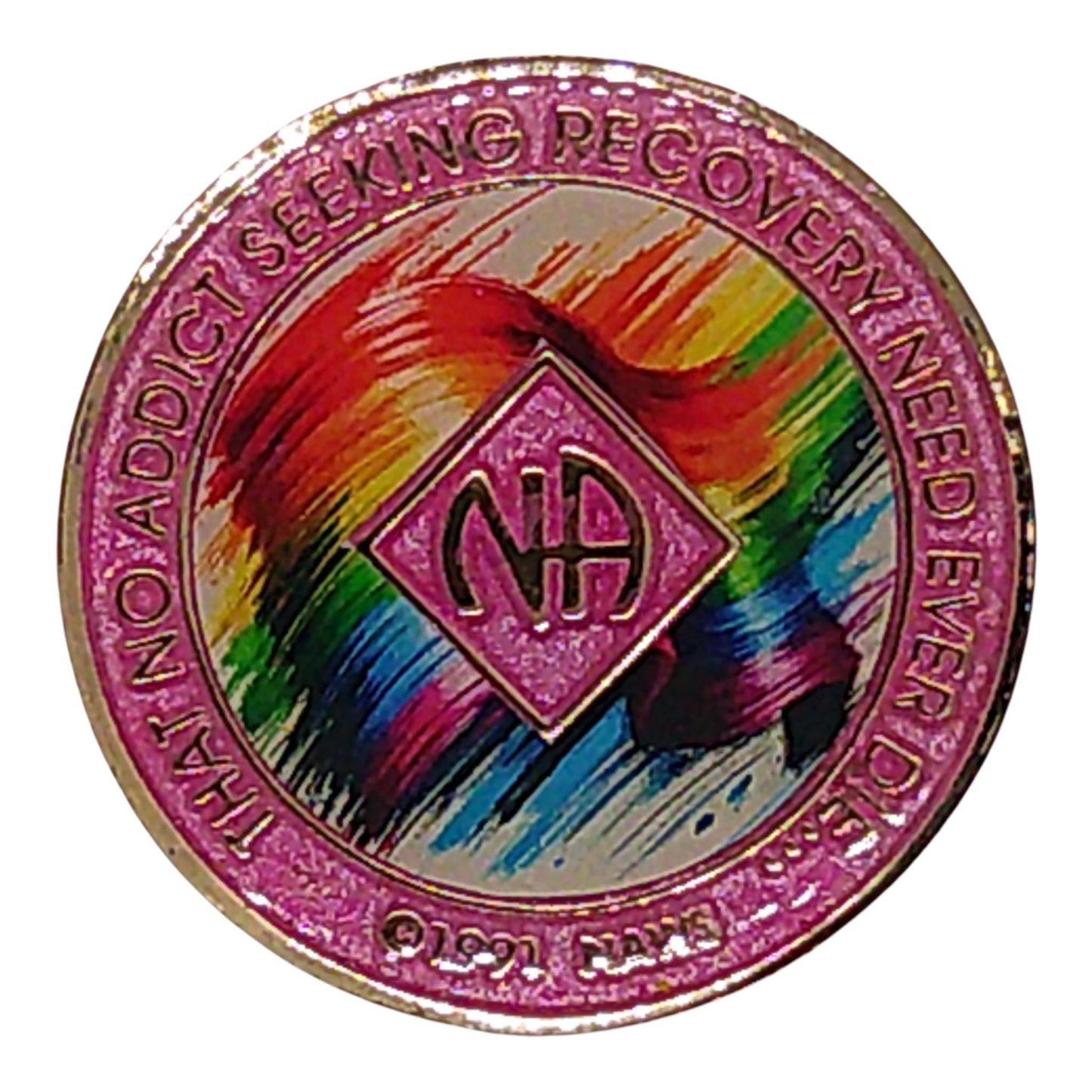 Rainbow Brushstroke NA Recovery Medallion: Custom Clean Time Chip