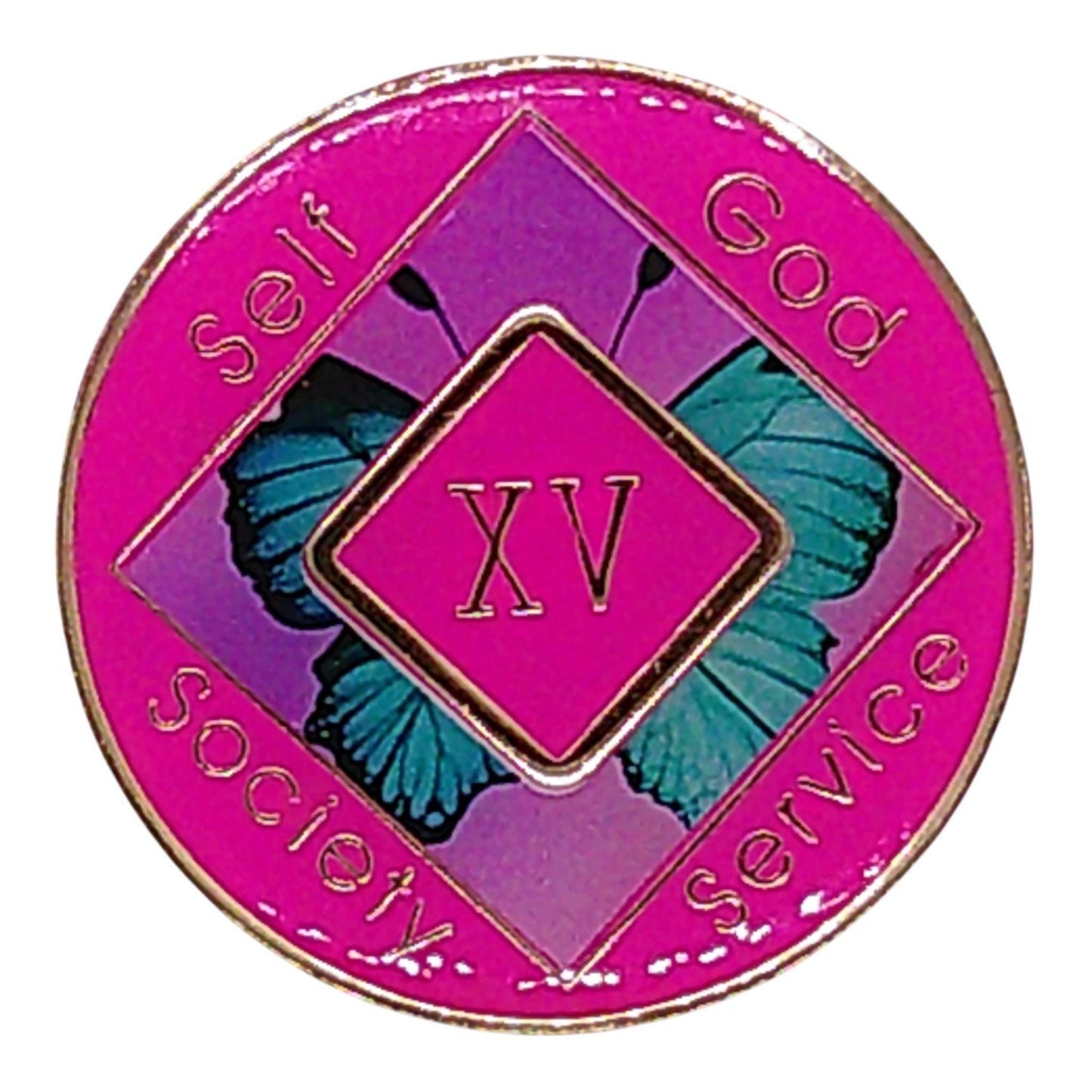 Teal Butterfly NA Medallion – 34mm Recovery Coin