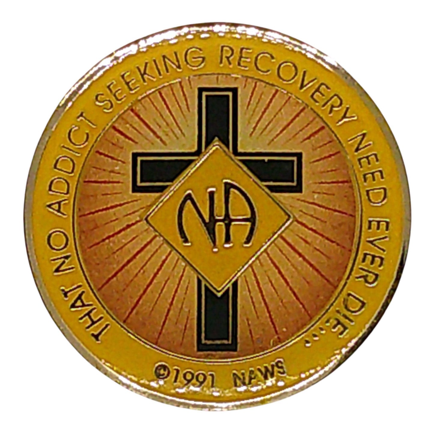 NA Medallion – Cross Design Recovery Coin, Milestone Gift, Resin Finish