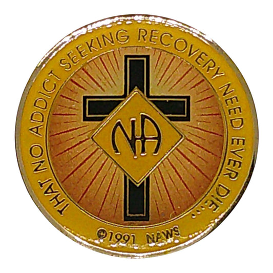 NA Medallion – Cross Design Recovery Coin, Milestone Gift, Resin Finish