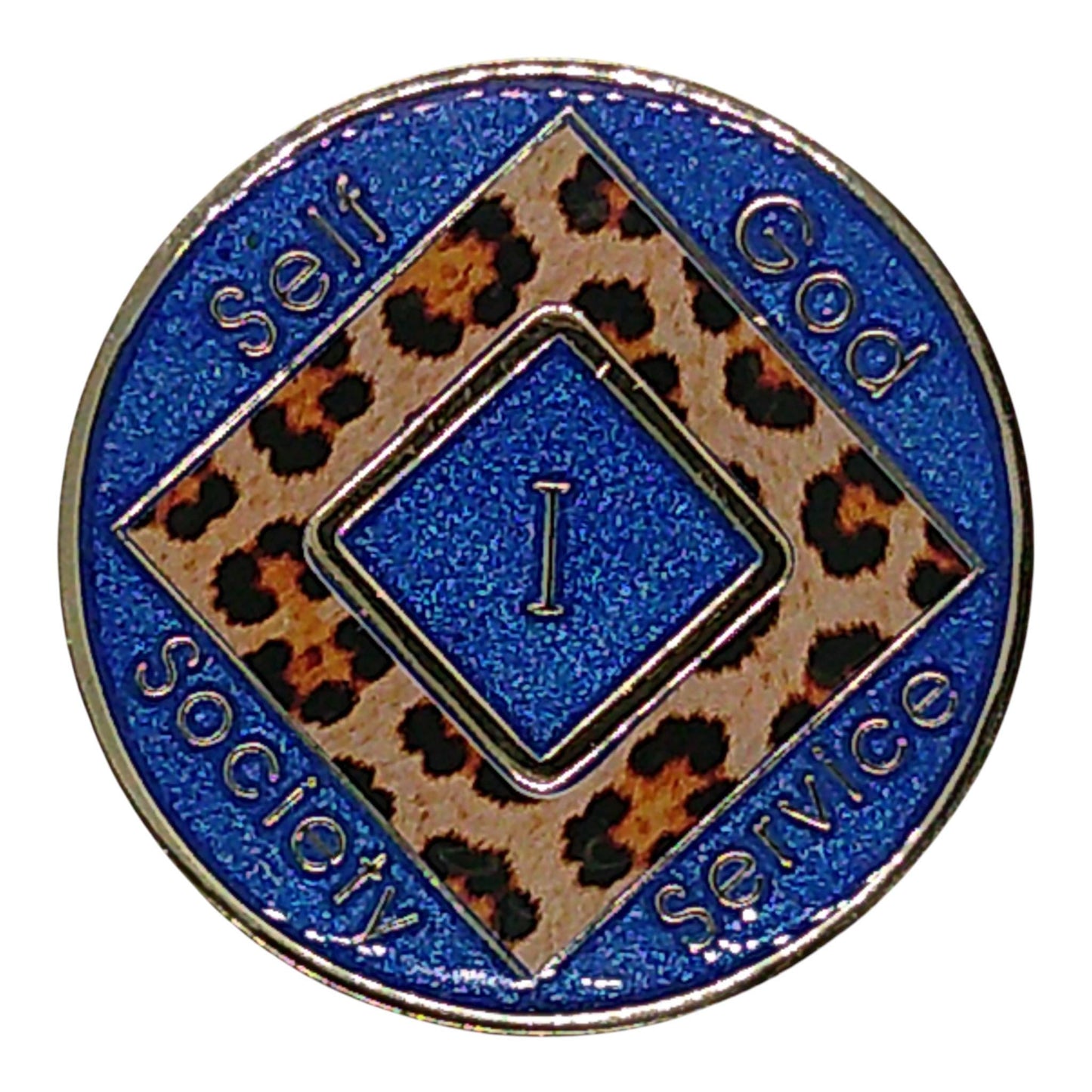 Leopard Print NA Recovery Medallion 34mm – Narcotics Anonymous Sobriety Chip – Custom Color Clean Time Gift