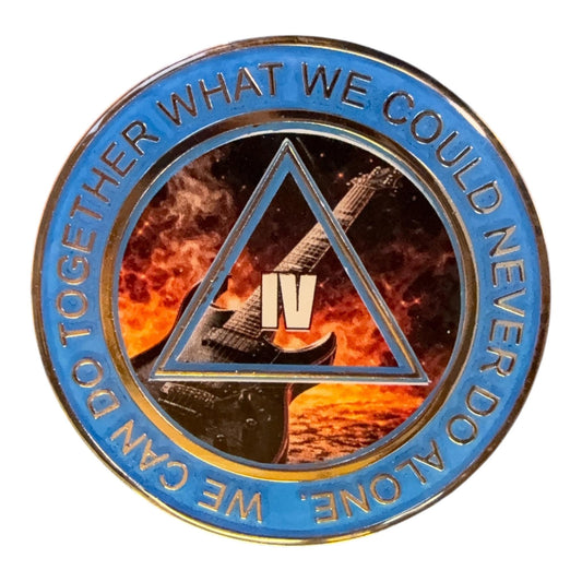 Electric Guitar AA Recovery Medallion – Sobriety Chip | Clean Time Token | Sober Milestone Coin