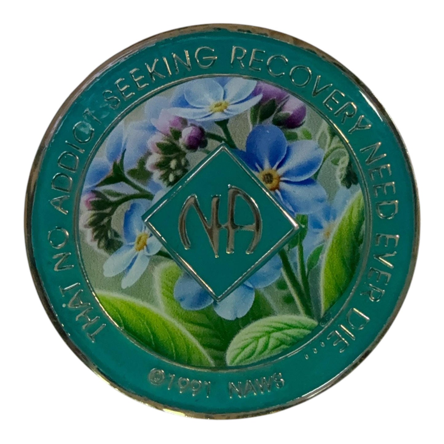 Forget Me Not Narcotics Anonymous Medallion | Custom NA Recovery Coin | Anniversary Milestone Chip