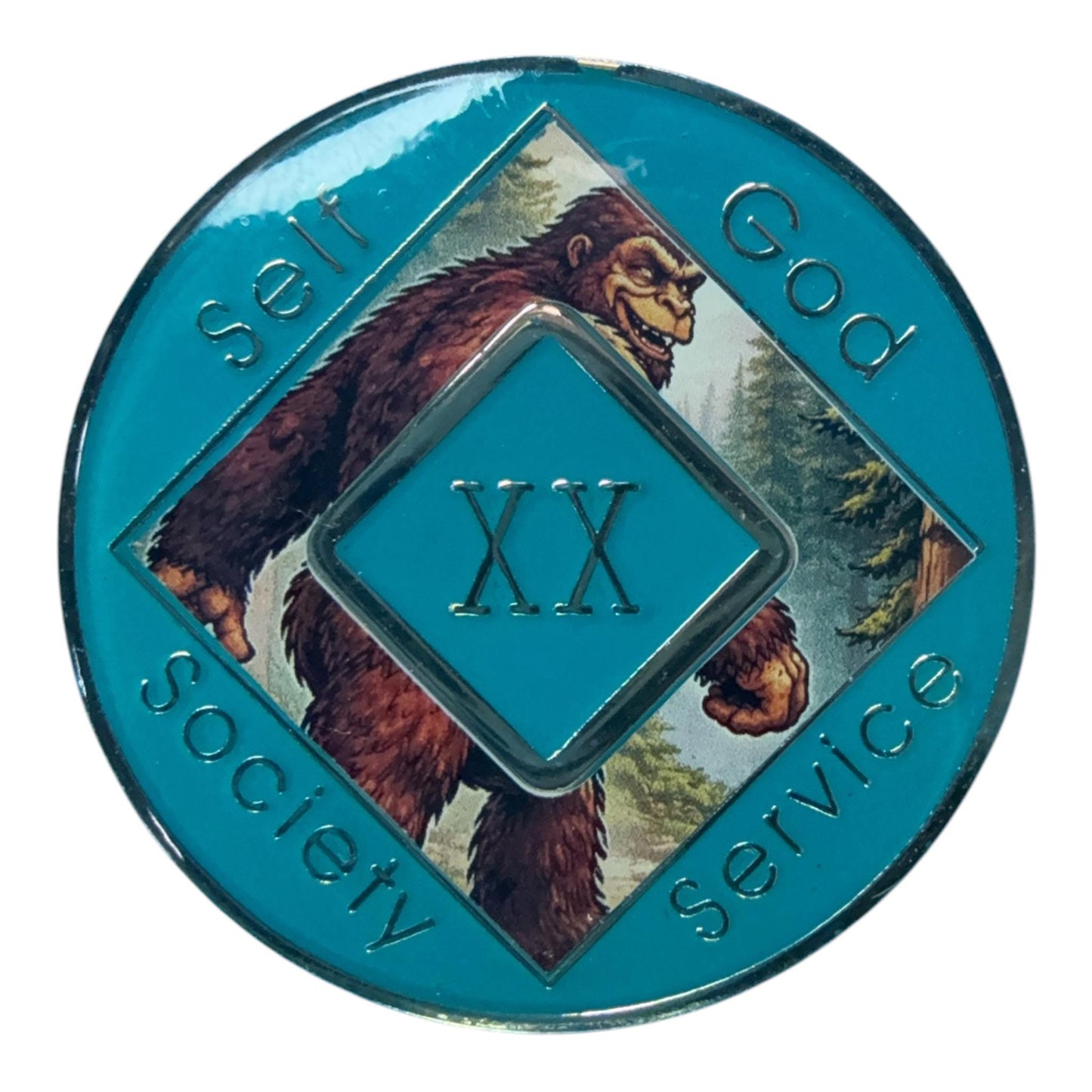 Bigfoot NA Recovery Medallion 34mm – Narcotics Anonymous Sobriety Chip – Custom Color Clean Time Coin