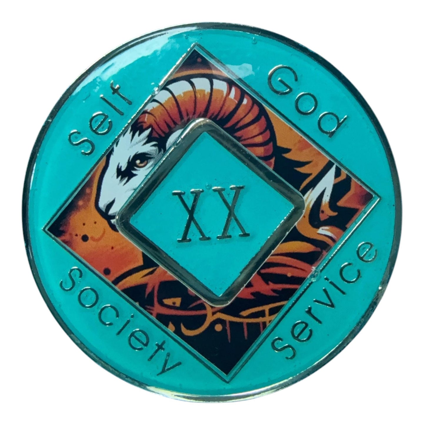 Aries Zodiac NA Recovery Medallion | Sobriety Coin with Ram Design