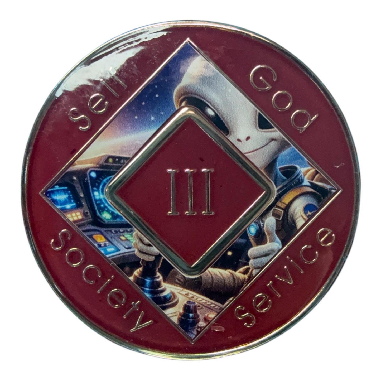 Alien Astronaut NA Recovery Medallion – Narcotics Anonymous Sobriety Chip | Resin Finish